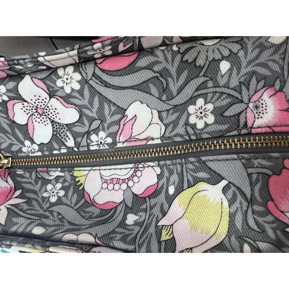 Pottery Barn Kids Liberty London Floral Diaper Bag Tote Gray Pink 16x14.5x7
